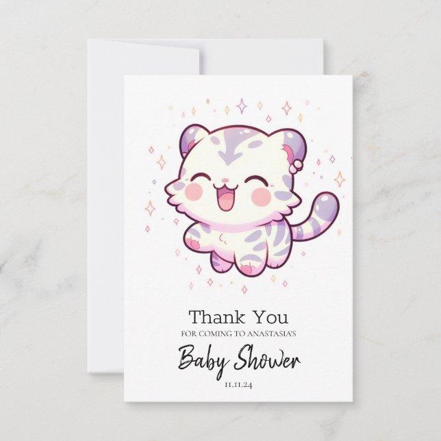 Pastel Jungle Tiger Baby Shower Tack Kort (Framsida)