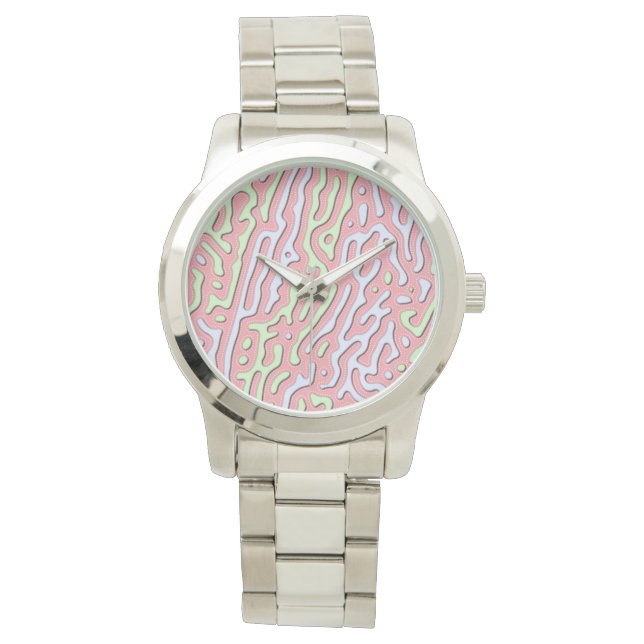 Pastel Kawaii-Abstrakt Färgfull bläckdesign Armbandsur (Framsida)