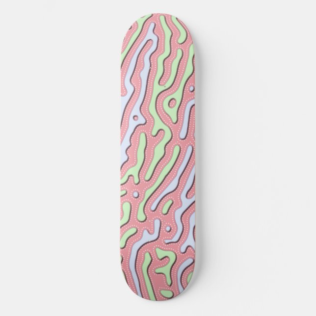 Pastel Kawaii-Abstrakt Färgfull bläckdesign Mini Skateboard Bräda 18,5 Cm (Framsida)