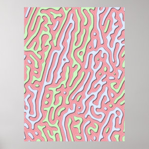 Pastel Kawaii-Abstrakt Färgfull bläckdesign Poster