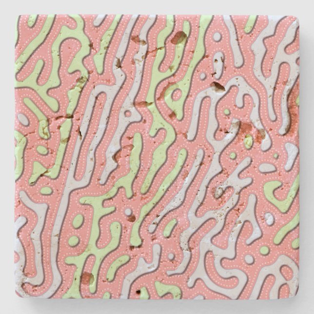 Pastel Kawaii-Abstrakt Färgfull bläckdesign Stenunderlägg (Framsidan)