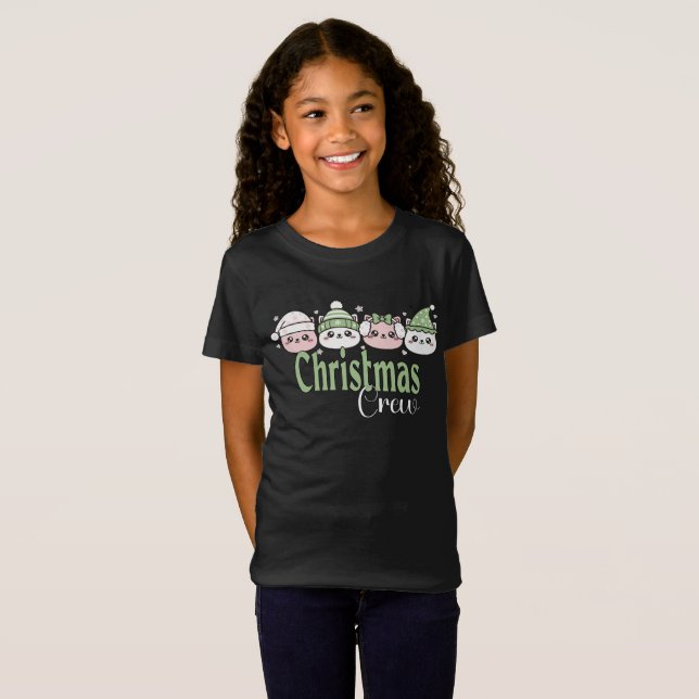 Pastel Kawaii Christmas Cats T Shirt (Hel framsida)