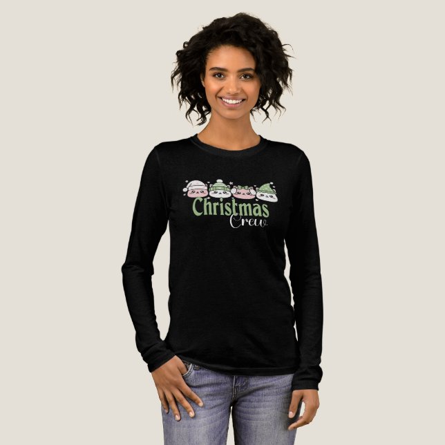 Pastel Kawaii Christmas Cats T Shirt (Hel framsida)