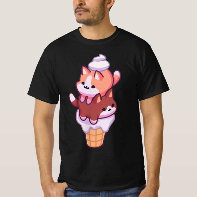 Pastel Kawaii Ice Cream Kittens  T Shirt (Framsida)