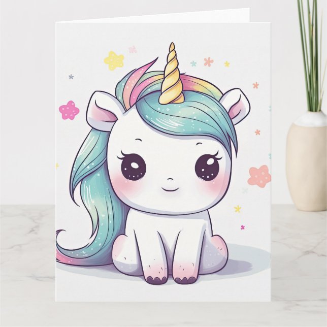Pastel Kawaii Unicorn, mest beklaglig Kort (Framsida)