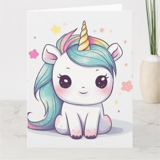 Pastel Kawaii Unicorn, mest beklaglig Kort
