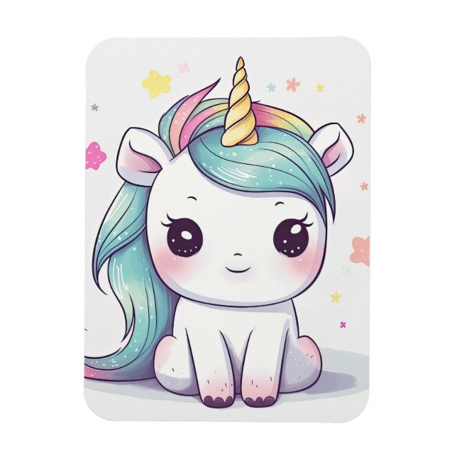 Pastel Kawaii Unicorn, mest beklaglig Magnet (Vertikal)