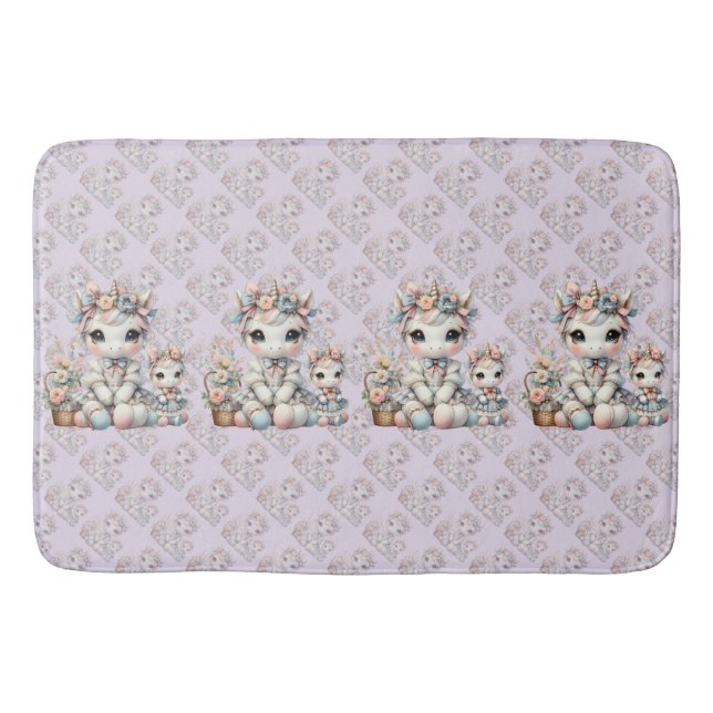 Pastel Kawaii Unicorn Mor dotter Duo Lavender Badrumsmatta (Framsidan)