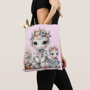 Pastel Kawaii Unicorn Mor dotter Duo Rosa Tygkasse