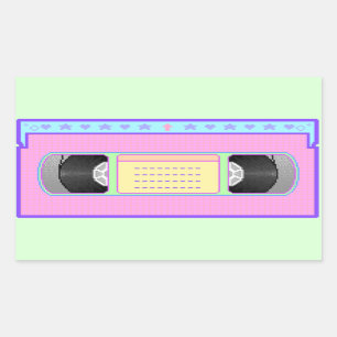 Pastel kawaii VHS-konst med förångningspixlar Rektangulärt Klistermärke
