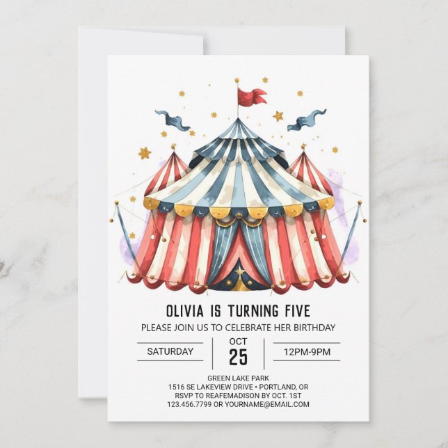 Pastel Kids' Carnival Circus Birthday Inbjudningar (Framsida)