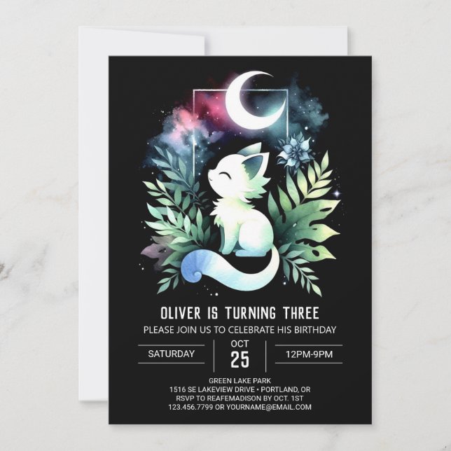 Pastel Kids Cat Birthday Inbjudningar (Framsida)