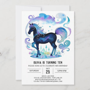Pastel Kids Horse Birthday Inbjudningar
