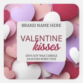 Pastel Kisses Love Candle Label Editable Template Fyrkantigt Klistermärke