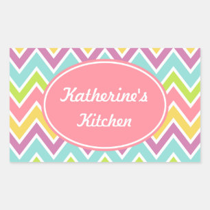 Pastel Kitchen Stickers Rektangulärt Klistermärke
