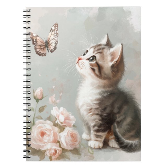 PASTEL KITTEN MED SMÖR OCH BLOMMOR ANTECKNINGSBOK (Framsidan)