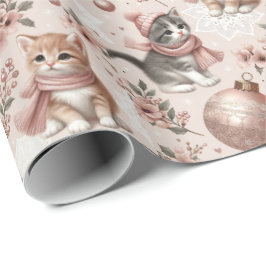 Pastel Kittens Jul Wrapping Papper Presentpapper
