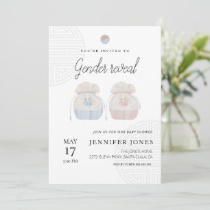 Pastel Koreas tematiska gender visar babydusch Inbjudningar