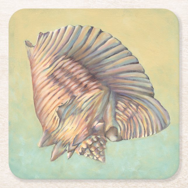 Pastel Large Conch-Snäcka Underlägg Papper Kvadrat (Framsidan)