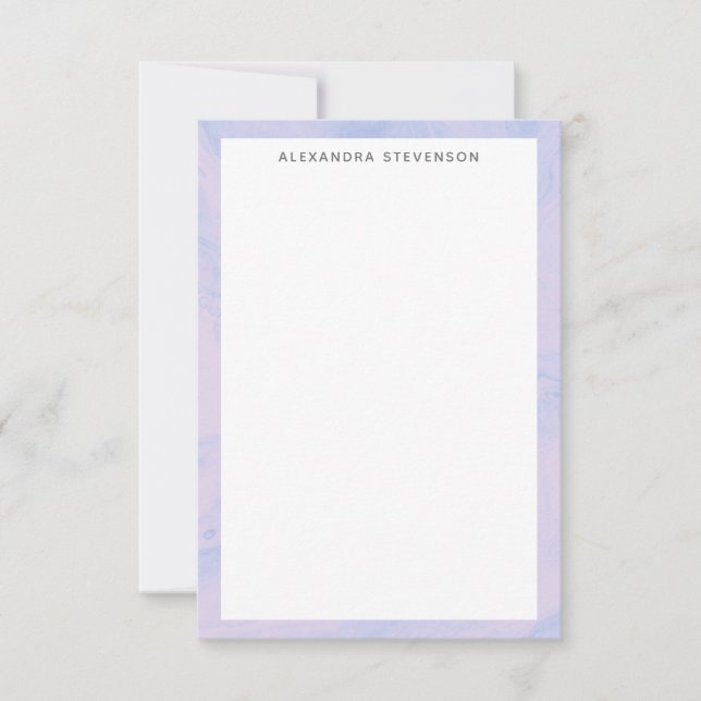 Pastel Lavender Abstrakt Liquid Bläck Personlig Anteckningskort (Framsida)
