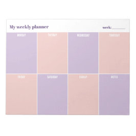 Pastel Lavender and Peach Custom Weekly Planner Anteckningsblock