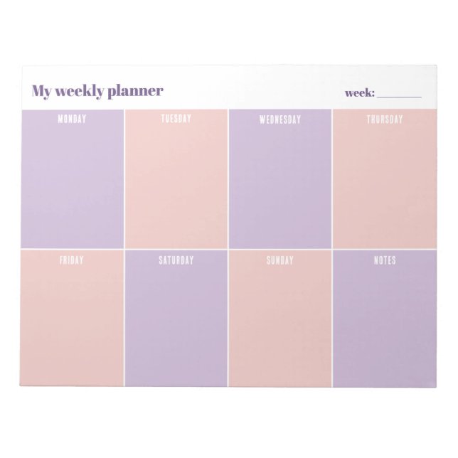 Pastel Lavender and Peach Custom Weekly Planner Anteckningsblock (Framsida)