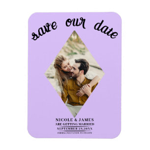 Pastel Lavender Diamond Photo Spara datumet Magnet