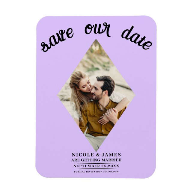 Pastel Lavender Diamond Photo Spara datumet Magnet (Vertikal)