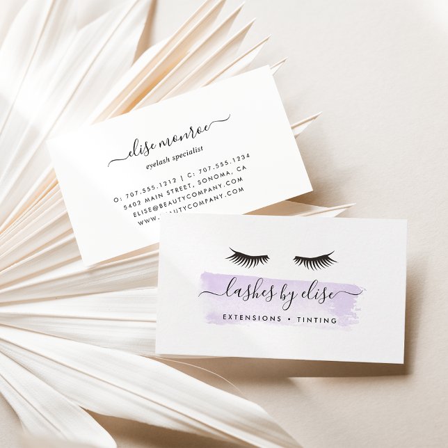 Pastel Lavender Lila Watercolor Lash Services Visitkort (Skapare uppladdad)