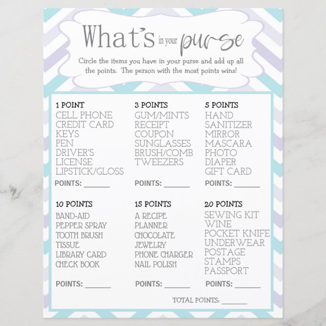 Pastel Lavender och Aqua Zig Whats in your Purse (Framsida)