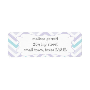 Pastel Lavender och Aqua Zig Zag Baby Returadress Etikett