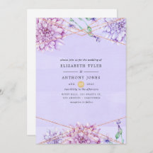 Pastel Lavender och Guld Blommigt Geometric Bröllo