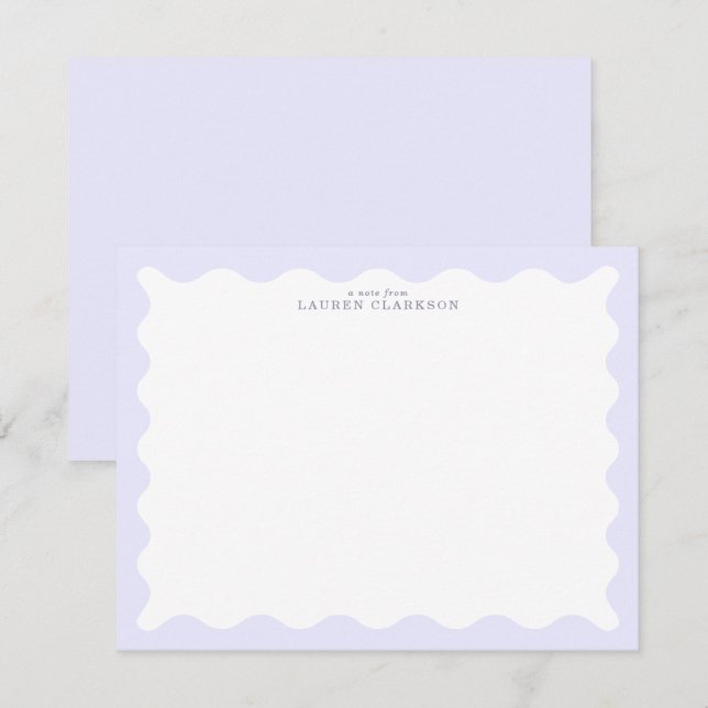 Pastel Lavender Wavy Frame Note Card Inbjudningar (Fram/baksida)