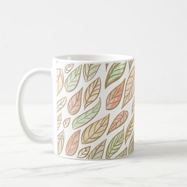 Pastel Leaf Drift Botanical Kaffemugg (Vänster)