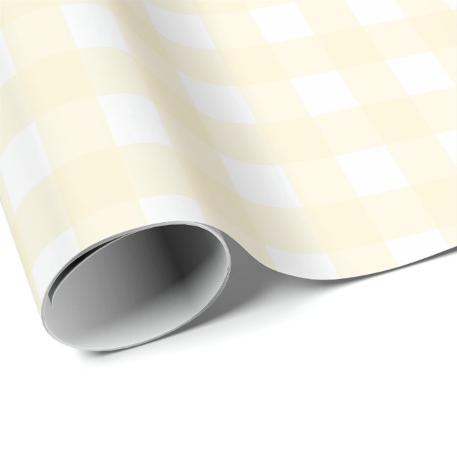 Pastel Lemon Gingham Wrapping Papper Presentpapper (Rullad Hörn)