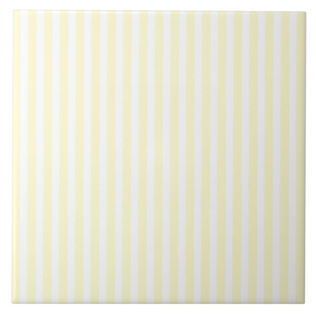 Pastel Lemon Gult och White Rand Blek Gult Kakelplatta (Framsidan)