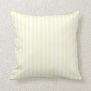 Pastel Lemon Gult och White Rand Blek Gult Kudde