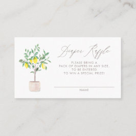 Pastel Lemon Träd Baby Shower Diaper Raffle Card Placeringskort