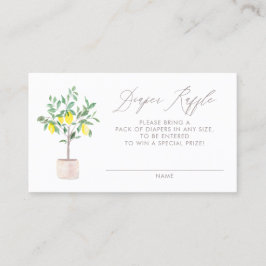Pastel Lemon Träd Baby Shower Diaper Raffle Card Placeringskort