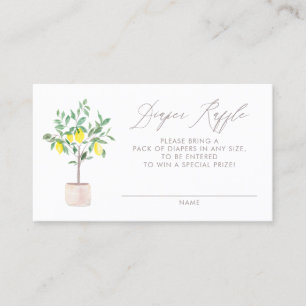 Pastel Lemon Träd Baby Shower Diaper Raffle Card Placeringskort