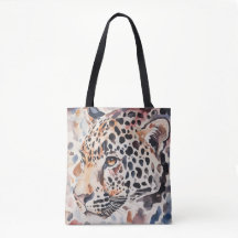 Pastel Leopard Head Shoulder Tote Bag