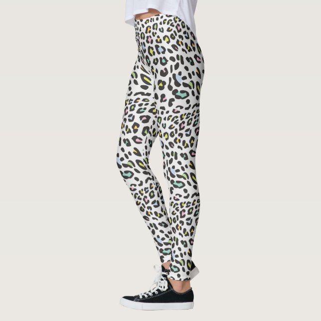 Pastel Leopard Spot Mönster Leggings (Vänster)