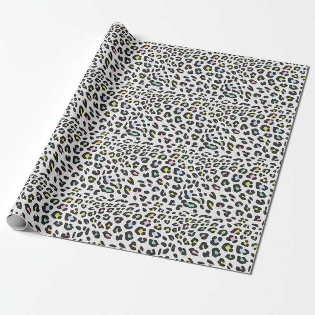 Pastel Leopard Spot Mönster Presentpapper (Utrullad)