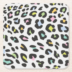 Pastel Leopard Spot Mönster Underlägg Papper Kvadrat