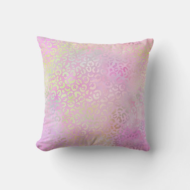 *~* Pastel Leopard Spots Rainbow Animal Print Kudde (Framsida)