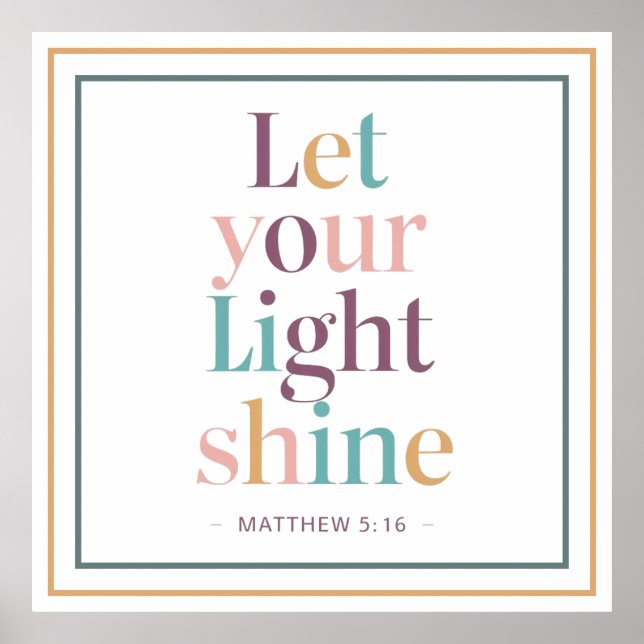 Pastel Let Your Light Shine Serif Scripture Quote Poster (Framsidan)