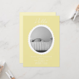 Pastel Light Gult Baby Birth Announcement Card Kort