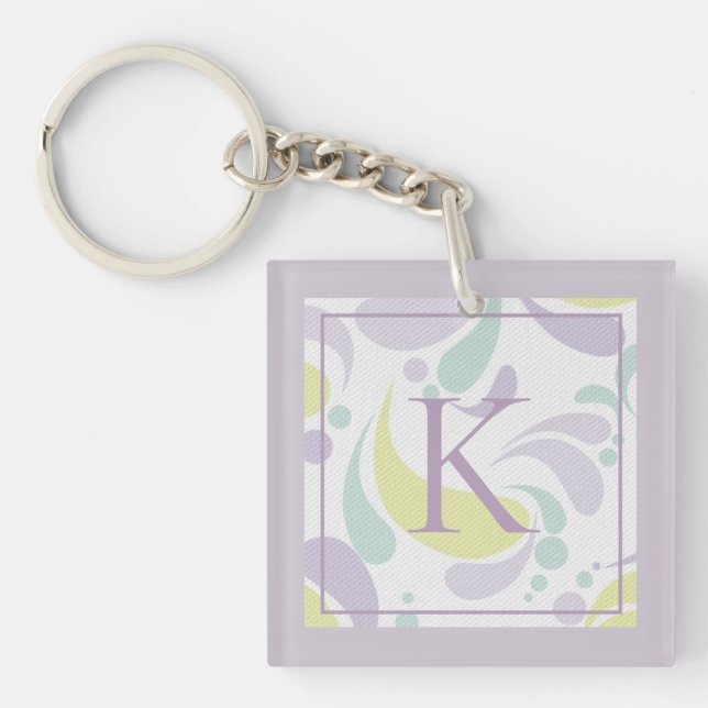 Pastel Light Mönster Monogram, Lilac och Grönt (Framsidan)