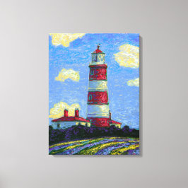 Pastel Lighthouse och Lavender Fält Canvastryck