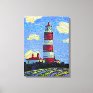 Pastel Lighthouse och Lavender Fält Canvastryck